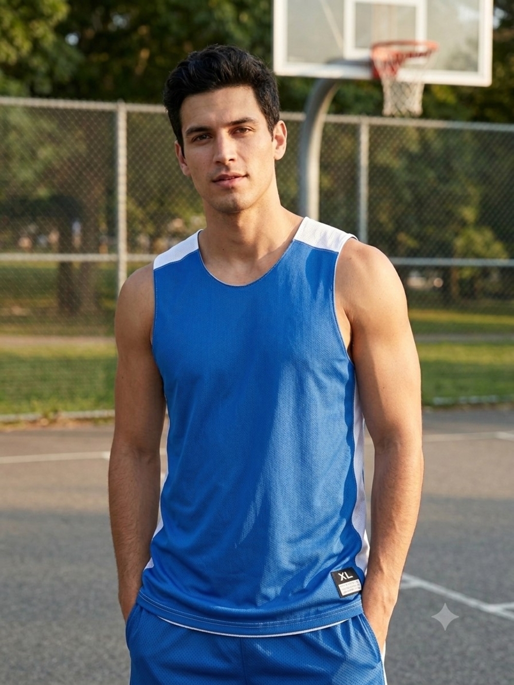Nike Mens XL League Reversible Practice Tank Top Blue White Mesh Basketball Dri